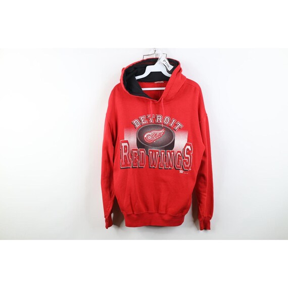 90s Mens Small Distressed Detroit Red Wings Hockey Hoodie Sweatshirt Red, Vintage Detroit Red Wings Hockey Hoodie, Vintage Hockey Sweatshirt
