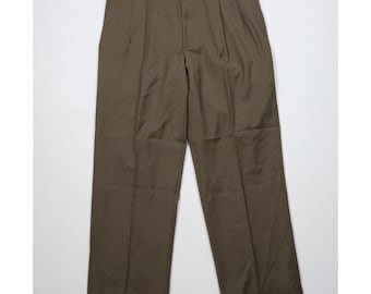 90s Streetwear Mens 36x31 Lightweight Wool Knit Wide Leg Chino Pants Brown, Vintage Wide Leg Chino Pants, 1990s Wool Knit Pants, 90s Pants