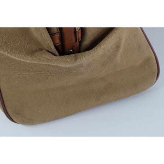 90s Streetwear Distressed Canvas Leather Handled Pull Open Doctors Bag, Vintage Leather Doctors BAg, Vintage Canvas Bag, Vintage Doctors Bag View 6