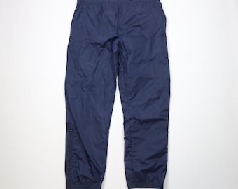 90s Wilson Mens Large Blank Lined Windbreaker Joggers Pants Navy Blue, Vintage Wilson Joggers, 1990s Windbreaker Joggers Pants, 90s Pants