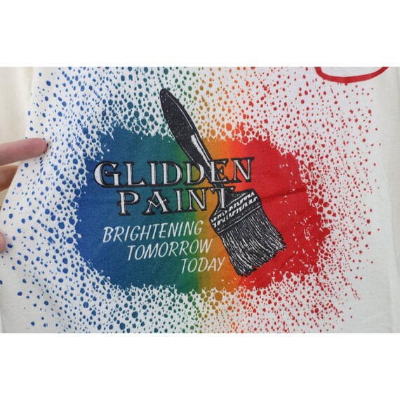80s 90s Streetwear Mens Large Distressed Glidden Paint Rainbow T-Shirt, Vintage Glidden Paint T-Shirt, 1980s Rainbow Paint T-Shirt, 90s Tee View 5