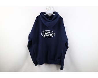 90s Y2K Ford Motor Company Mens 3XL Spell Out Heavyweight Hoodie Sweatshirt, Vintage Workwear Hoodie Sweatshirt, Vintage Faded Hoodie, 90s