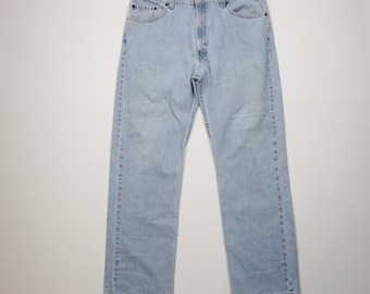 Vintage Y2K 2000 Levis 505 heren 40 x 32 distressed regular jeans met rechte pijpen VS, vintage Levi's 505 denim jeans, vintage Levi's jeans, Levis