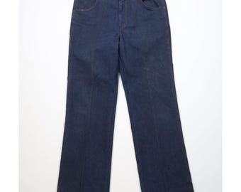 70s Streetwear Mens 32x30 Faded Flared Wide Leg Denim Jeans Indigo USA, 1970s Flared Denim Jeans, 1970s Wide Leg Jeans, 1970s Mens Jeans