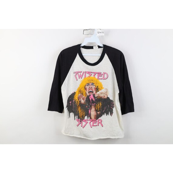 80s Womens Medium 1984 Stay Hungry Tour Twisted Sister Band Raglan T-Shirt USA, Vintage Twister Sister Band Raglan T-Shirt, 1980s Raglan T