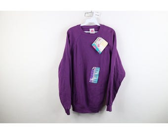 Deadstock Vintage 90s Hanes Womens Size XL Blank Crewneck Sweatshirt Purple USA, Vintage Blank Crewneck Sweatshirt, 1990s Blank Sweatshirt