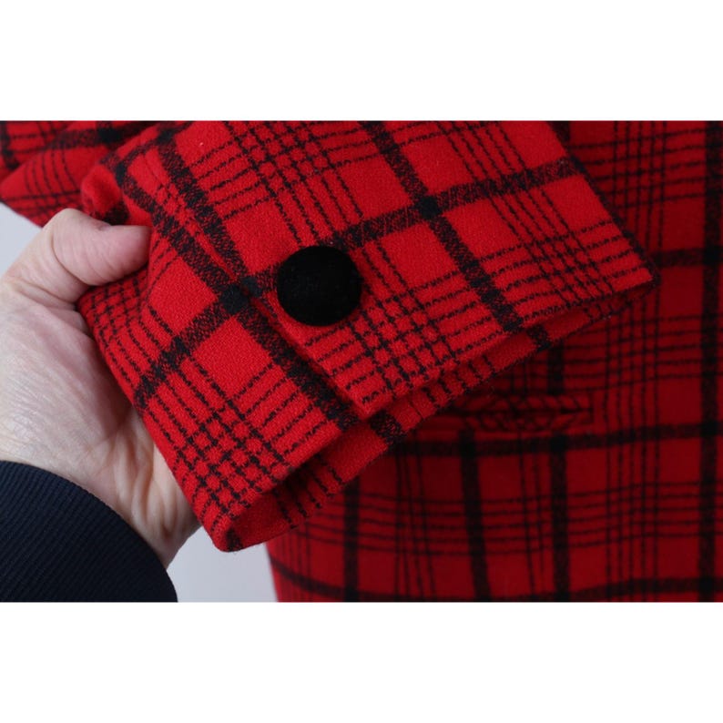Années 90 Pendleton Womens 16 garniture en velours laine costume blazer veste rouge à carreaux USA, veste blazer Vinage Buisnesscore, veste blazer Pendleton en laine image 9