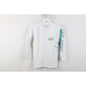 Deadstock Vintage 80s Adidas Boys Small Team Adidas Long Sleeve T-Shirt White USA, Vintage Adidas Olympics Long Sleeve T-Shirt, 1980s Adidas