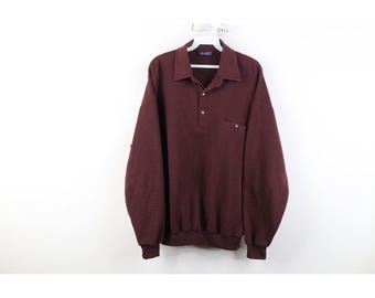 90s Streetwear Mens Large Faded Textured Knit Pullover Polo Shirt Purple, Vintage Knit Polo Shirt, 1990s Pullover Polo, Vintage Golf Polo