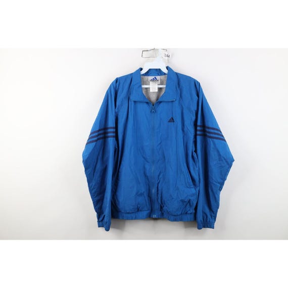 90s Adidas Mens Medium Spell Out Striped Lined Windbreaker Bomber Jacket, Vintage Adidas Windbreaker Jacket, 1990s Adidas Jacket, 90s Jacket