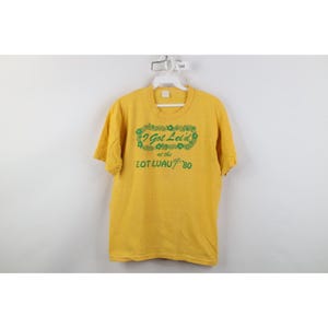 80s Womens Large Epsilon Omicron I Got Lei'd Luau Flower T-Shirt USA 1980, Vintage Fraternity T-Shirt, 1980s Funny T-Shirt, 80s Laid T-Shirt