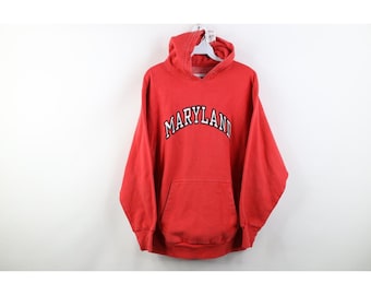 Sudadera con capucha de peso pesado de la Universidad de Maryland para mujer, talla M, años 90, sudadera con capucha vintage de Maryland, sudadera con capucha de los Maryland Terrapins de los años 90