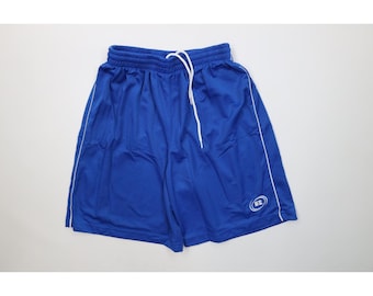 Pantaloncini da uomo Russell Athletic anni '90, taglia S, a righe, con logo classico, in rete, sopra il ginocchio. Pantaloncini Russell Athletic vintage, pantaloncini Russell Athletic anni '90.
