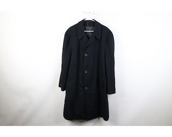 Vintage Gray 100% Cashmere Long Trench Coat, Mens Double Breasted