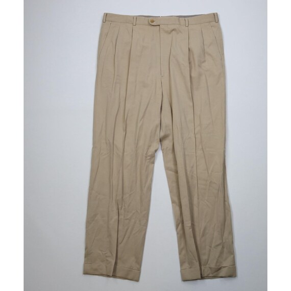 Hickey Freeman, 90s Hickey Freeman Mens 40x32 Rayon Gabardine Wide Leg Chino Pants USA, 1990s Hickey Freeman Rayon Gabardine Wide Leg Chino Pants, Trousers