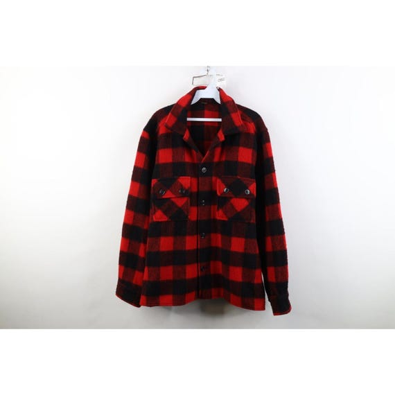 40s 50s Streetwear Mens Large Heavy Mackinaw Wool… - image 1