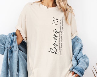 Boho Inspirational Bible Verse T-Shirt, Romans 1:16, Faith Based Graphic Tee, Comfort Colors, Bible Shirt, I Am Not Ashamed Of The Gospel