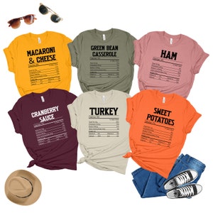 Nutrition Thanksgiving Food Shirts, Funny Thanksgiving Shirts, Funny Christmas Shirts, Main Dish Food Shirt, Holiday Family Group Shirts