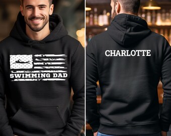 Personalized Swimming Dad Hoodie, Swimming Dad Shirt, Swimming Dad Gift, Swimming Gift for Dad, Swimming Dad Sweatshirt
