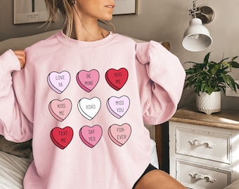 Candy Hearts Shirt, Valentine's Shirts for Women and Girl, Mommy and Me Outfits, Gift Mom and Daughter, Valentines Day Gift, Valentine Shirt