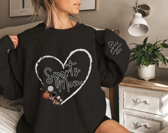 Personalized Sports Mom Sweatshirt, Sports Mom Shirt, Sports Mom Gift, Sports Mama, Sports Mom, Custom Sports Mom Shirt with Names on Sleeve
