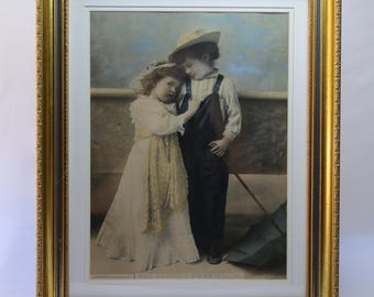 Her Country Sweetheart | Taber Art Co. | 1896 | Hand-Colored Photo Print | Framed