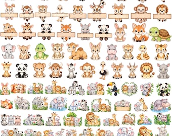 Safari animals Png,Animals png,Jungle Animals png,Baby Animal png,Split Monogram Animal png,forest animals png bundle,Cricut & Silhouette