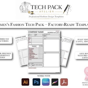 Women’s Top Fashion Tech Pack Template | Editable Clothing Spec Sheet | Factory Ready Garment Tech Pack | Instant Download