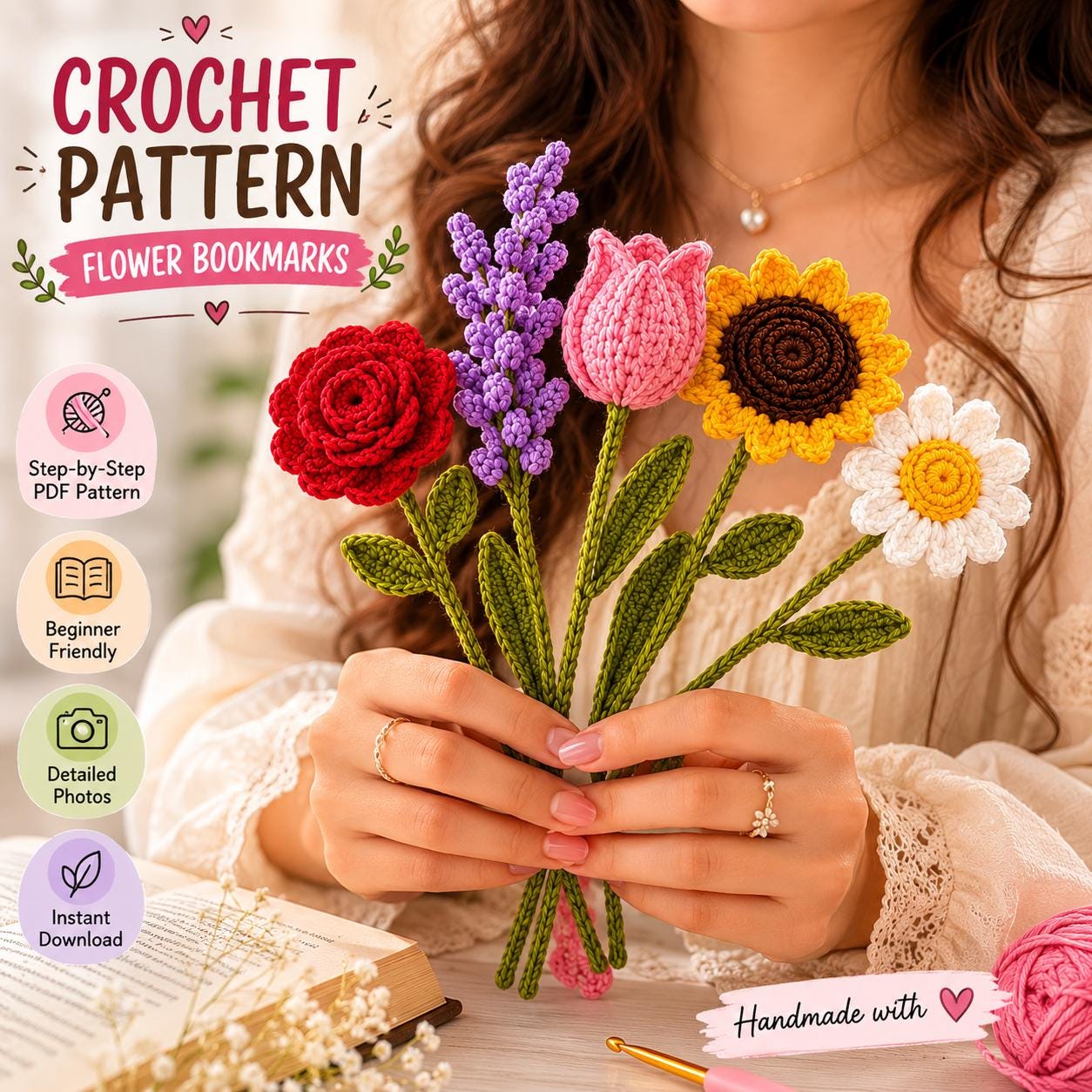 30 Flower Bookmark Crochet Patterns to Add a Handmade Touch to Reading Time 11 5 Flower Bookmark Pattern Bundle