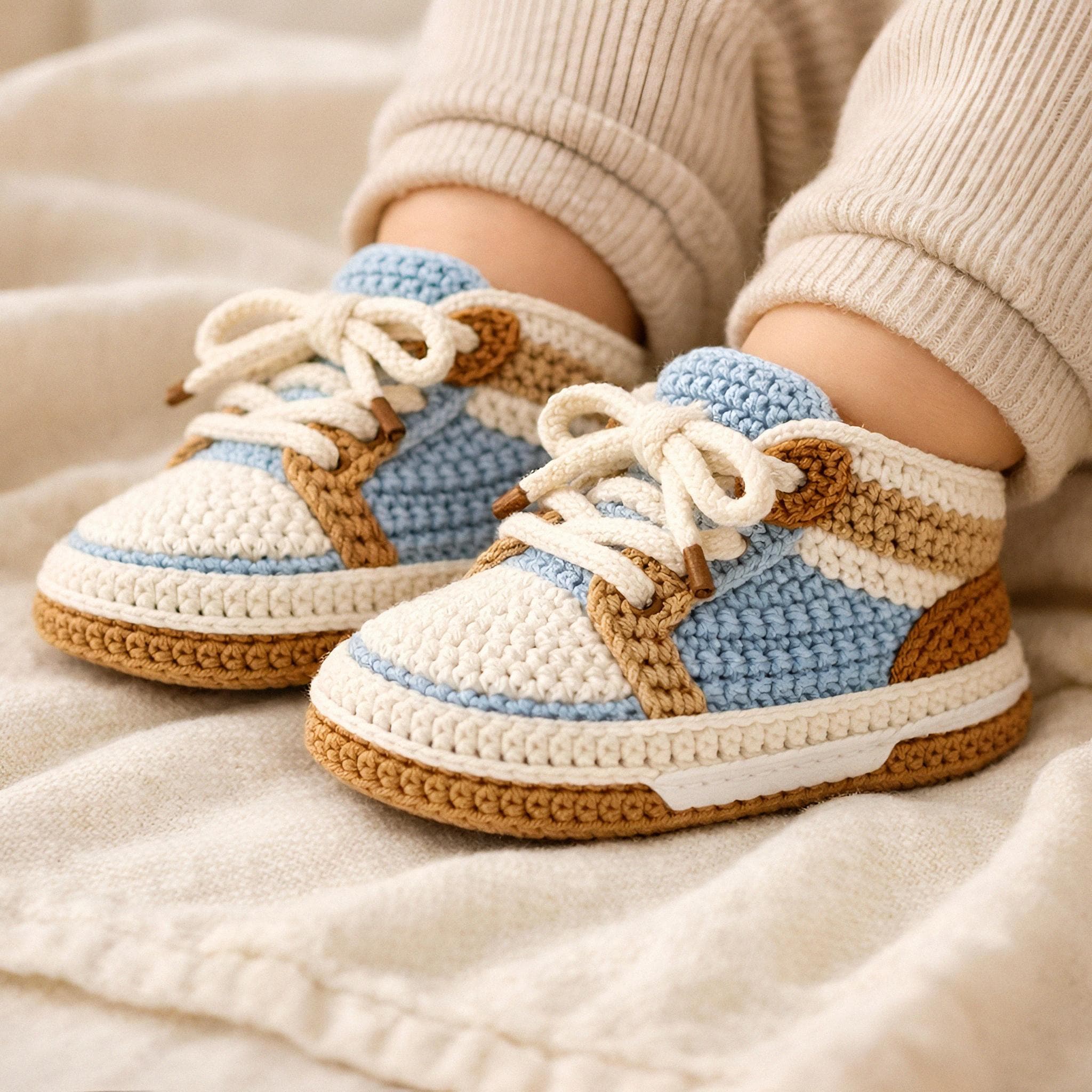 Crochet Baby Sneakers Pattern PDF, Modern Baby Booties, Step-by-step ...