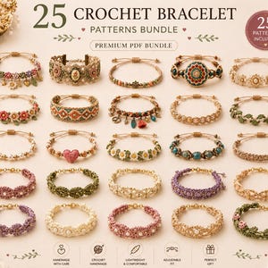 einfach 25 Boho Häkelarmband Anleitungen Bundle | Freundschaftsarmbänder (PDF Download)