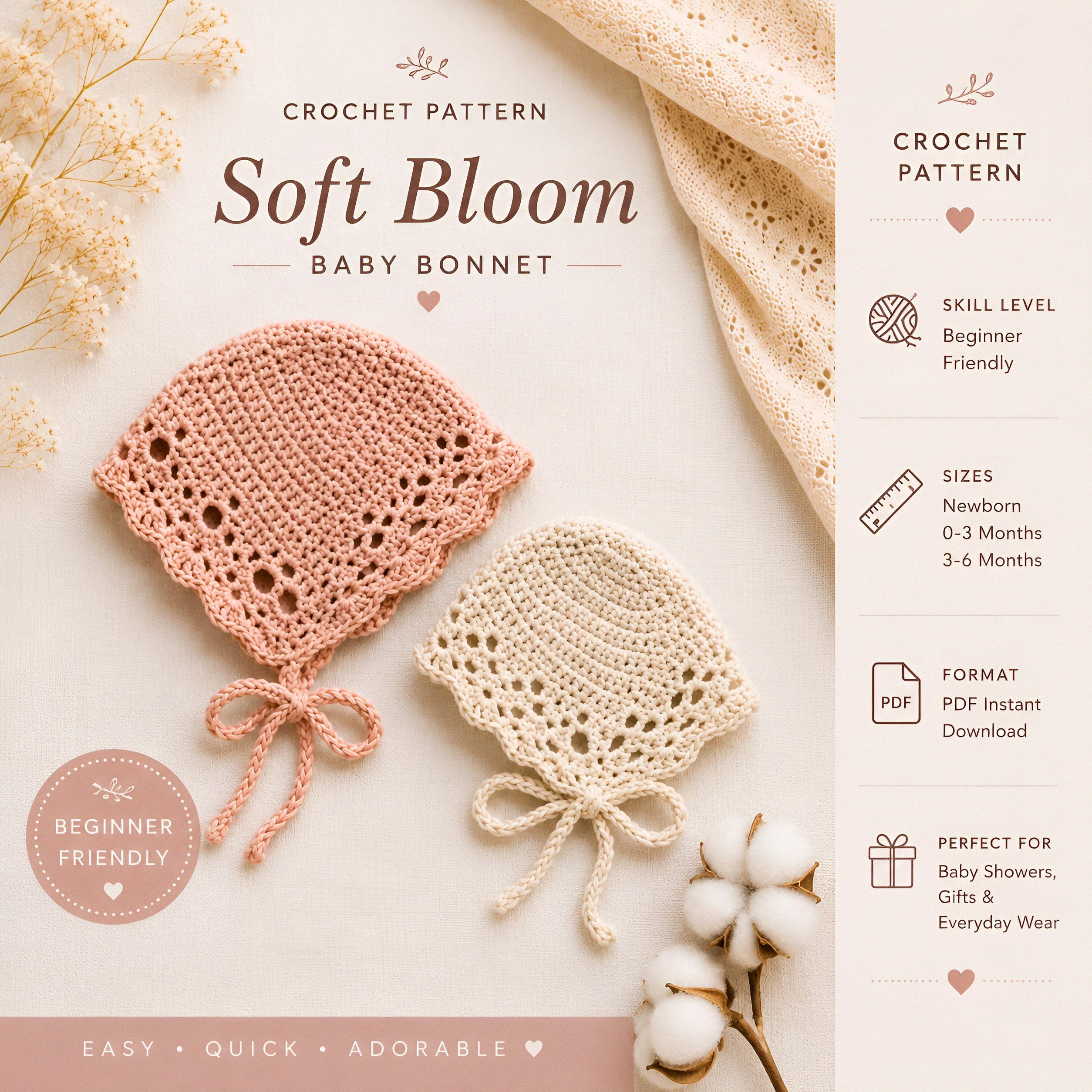 40 Unique Crochet Hats That Are Sure To Amaze You! 7 Baby Bonnet Crochet Pattern