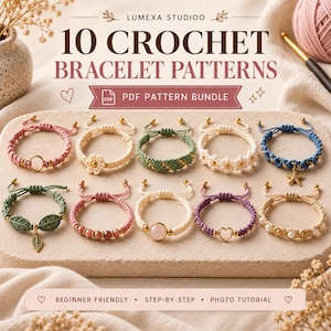 10 Crochet Bracelet Patterns | Beginner Jewelry PDF Tutorial (Digital Download)
