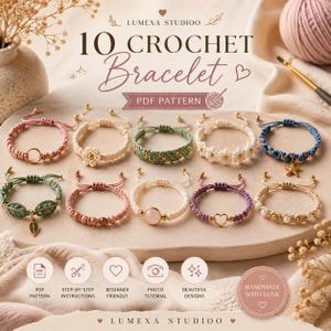 Macrame Bracelet Pattern Bundle PDF | 10 Friendship Bracelet Tutorials | DIY Adjustable Cord Bracelets | Beginner Jewelry Patterns