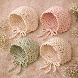 Crochet Baby Bonnet Pattern, Vintage Newborn Hat (PDF Download)