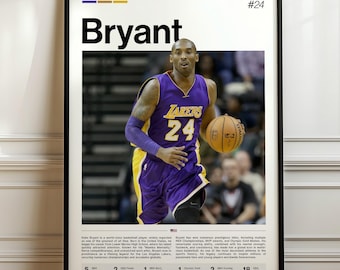 Kobe Bryant Poster, NBA Legend Wall Art, Basketball Print, Sports Decor
