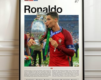 Cristiano Ronaldo Poster, Football Art Print, Sports Wall Decor, Football Legend