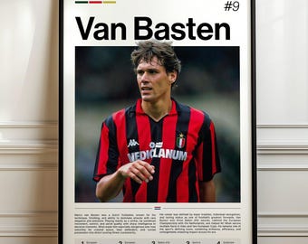 Marcel Marco van Basten Poster, Van Basten Print, Milan Striker Decor, Football Fan Gift