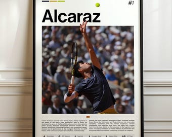 Carlos Alcaraz Poster, Tennis Art Print, Sports Wall Decor, Alcaraz Tennis Champion