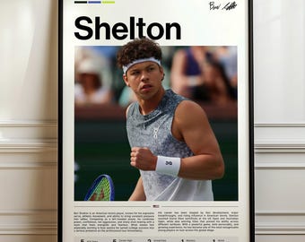 Ben Shelton Poster, Tennis Wall Decor, Sports Art Print, Tennis Player Gift
