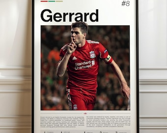 Steven Gerrard Poster, Football Art Print, Sports Wall Decor, Football Legend