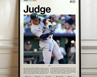 Aaron Judge Poster, Baseball Art Print, Sports Wall Decor, MLB Superstar