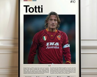 Francesco Totti Poster, Totti Art Print, AS Roma Legend Decor, Soccer Wall Art, Football Fan Gift