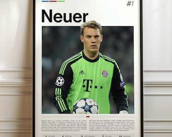 Manuel Neuer Poster, Manuel Neuer Print, Bayern Legend Decor, Goalkeeper Wall Art