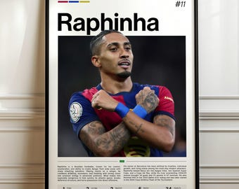 Raphael Dias Belloli Poster, Raphinha Art Print, Soccer Wall Decor, Barcelona Winger, Football Fan Gift