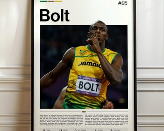 Usain Bolt Poster, Track and Field Art Print, Sports Wall Decor, Bolt Olympic Champion