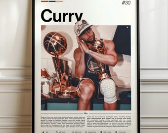 Stephen Curry Poster, NBA Basketball Print, Sports Artwork, Curry Warriors NBA