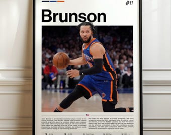 Jalen Brunson Poster, Basketball Art Print, Sports Wall Decor, NBA Star