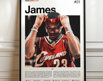 LeBron James Poster, NBA Basketball Print, Sports Artwork, James Lakers NBA