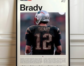 Tom Brady Poster, NFL Football Print, Sports Artwork, Football Legend